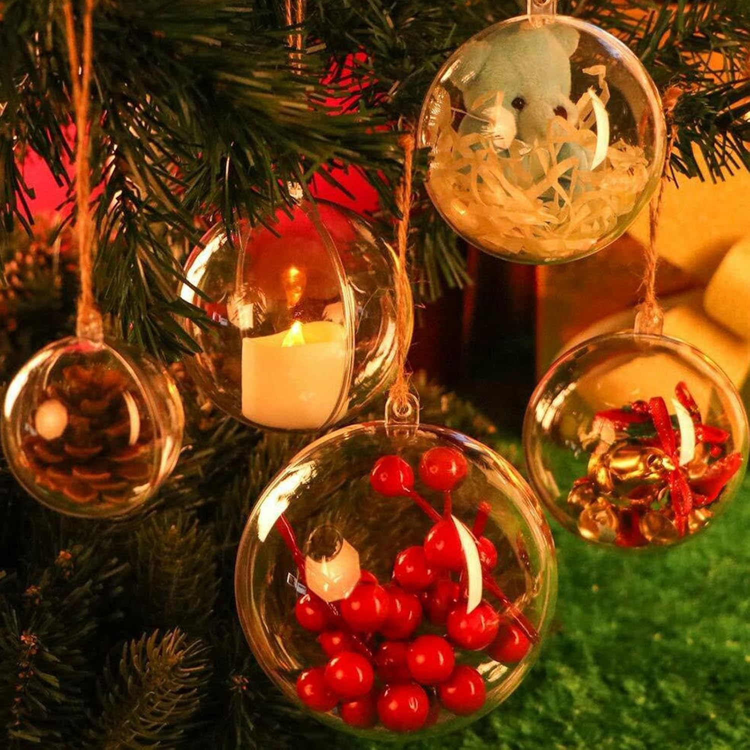 Bolas transparentes para enfeites, pacote com 20 unidades, 80 mm (3,15 pol.) para Natal, feriados, casamentos, festas e decoração de casa - 9