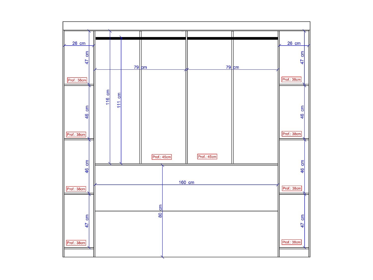 Armadio a ponte L206 cm Bianco - ANTERO - 8
