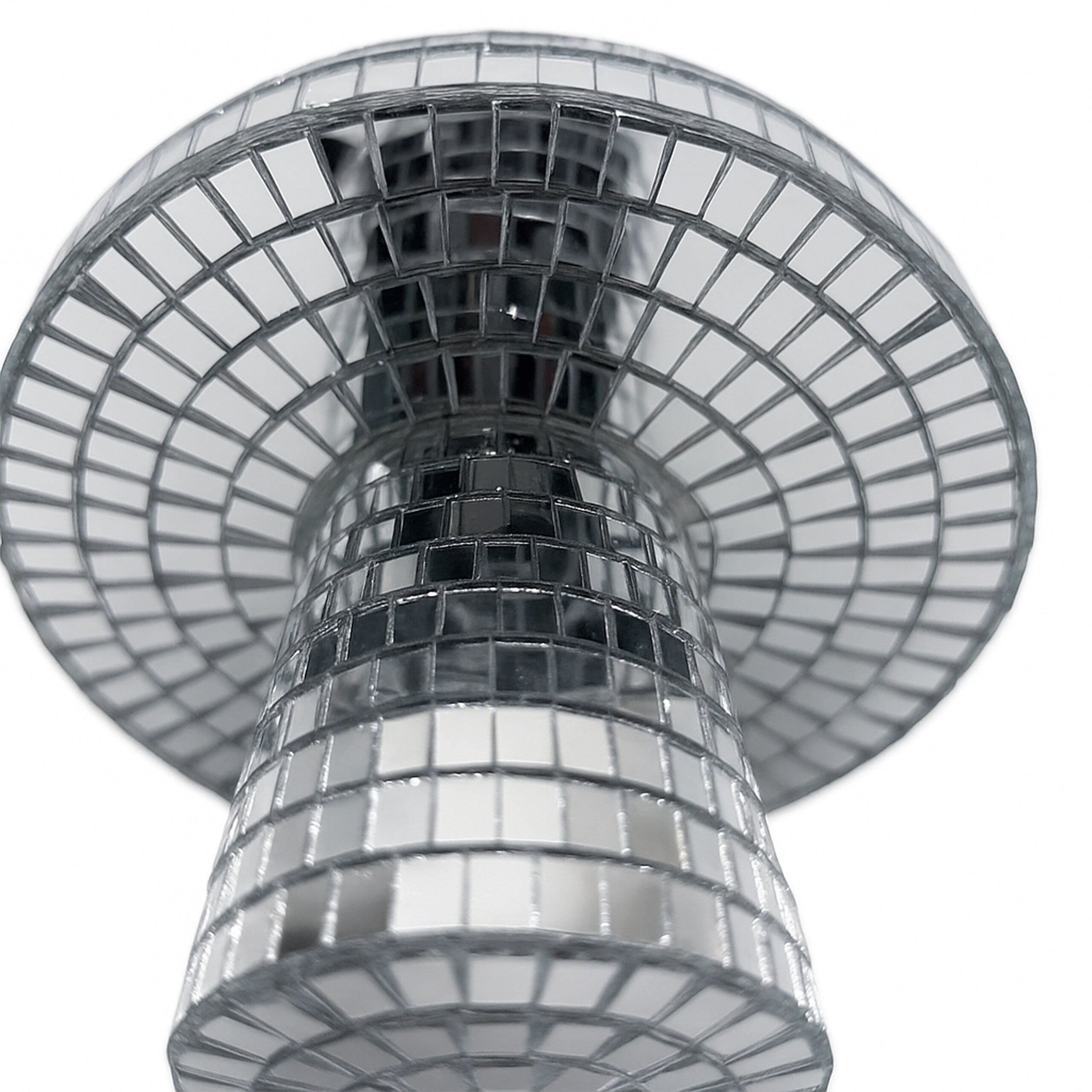 Lot de 2 champignons disco décoratifs en verre miroir, 2 tailles, pailletés pour déco de fête, argentés, Relaxdays - 6