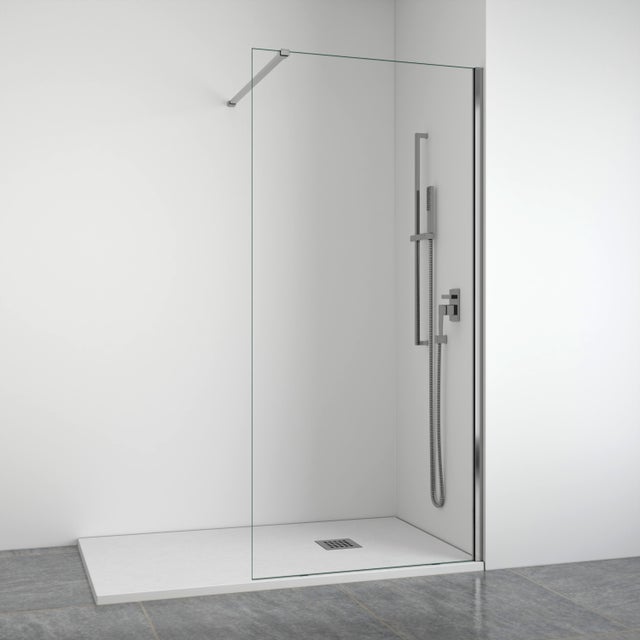 BELLOBATH - Mampara de ducha frontal panel fijo - Transparente - Perfilería Cromo - Ancho adaptable 110-112 cm - Alto 195 cm