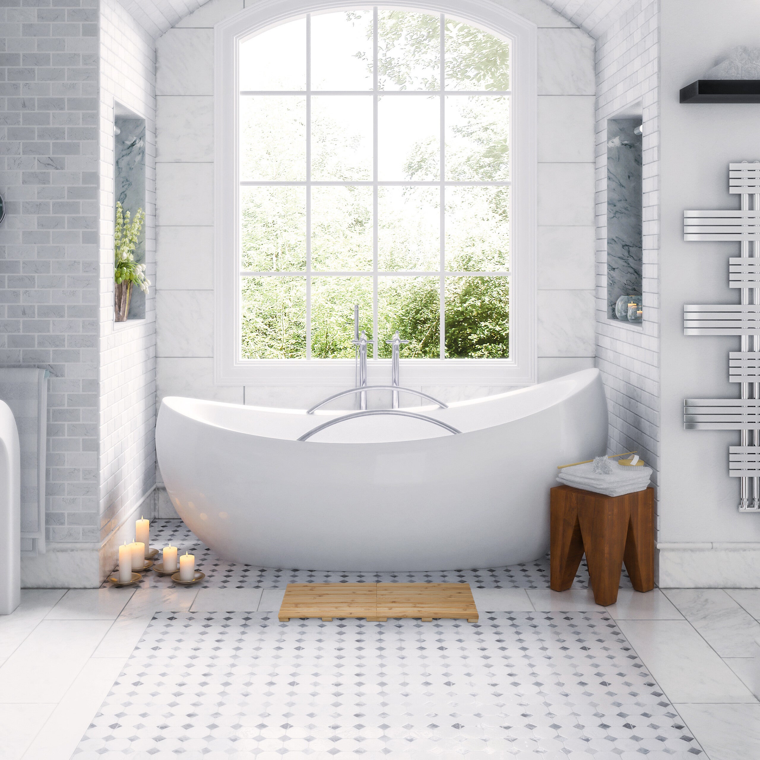 Relaxdays Tapis De Bain En Bambou 60x40 Cm - Caillebotis Antidérapant Naturel Pour Douche Et Sauna