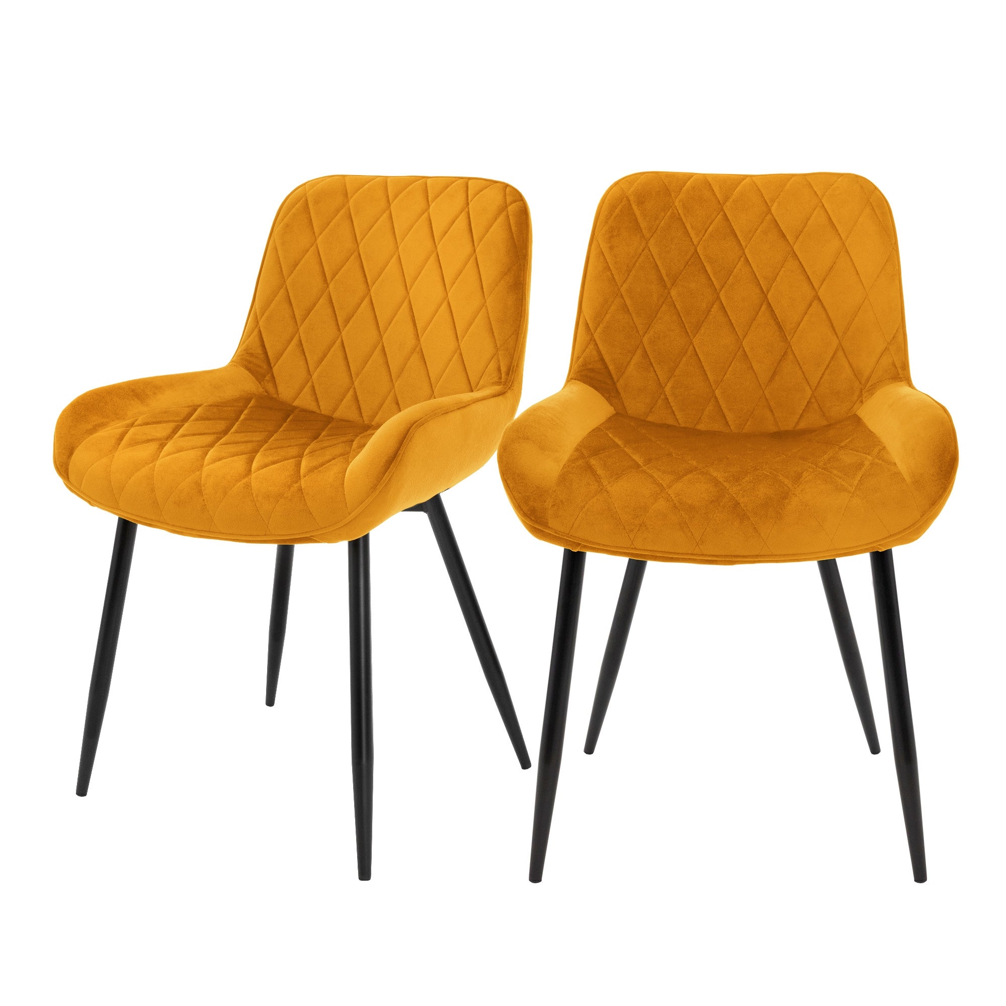 Chaise de salle à manger Lot de 2 avec dossier et accoudoirs Jaune en ...