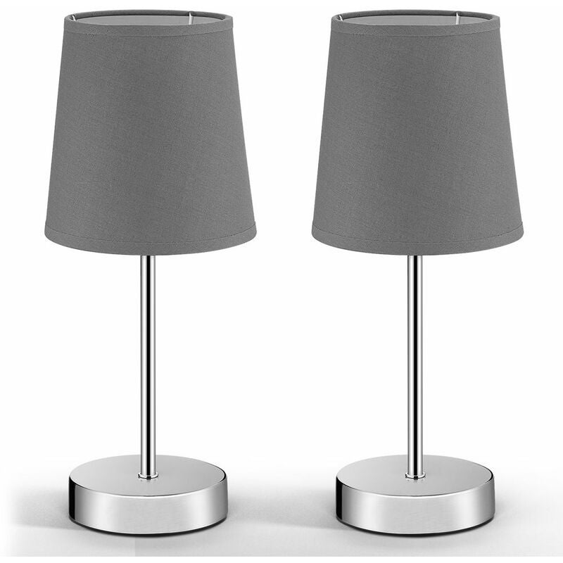 2x Lampki nocne z antracytowymi abażurami, lampka stołowa biurko nowoczesny wystrój wnętrz domu, wysokość 32 cm