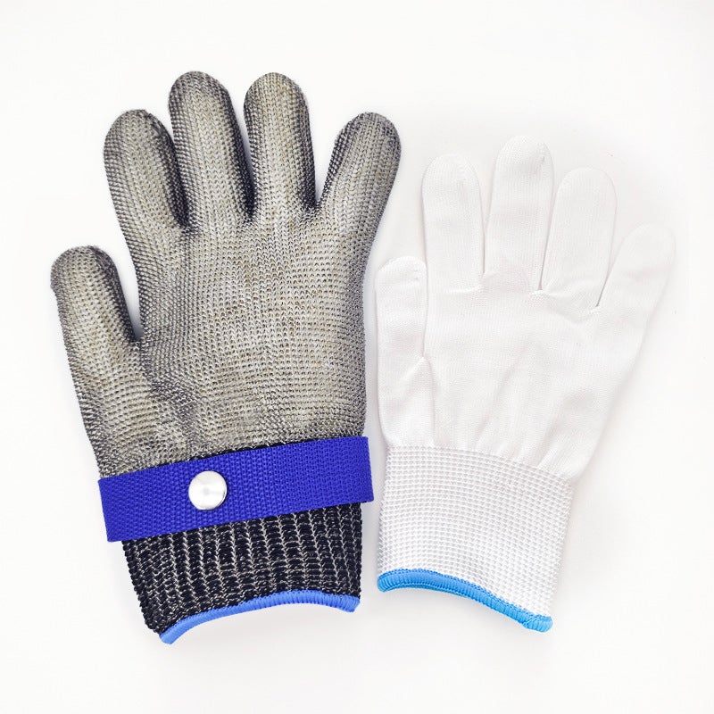 Gants Anti-Coupure Niveau 9, Protection Cuisine et Huître, Maille Acier Inoxydable pour Boucher, Découpe de Viande (Taille L) - 7