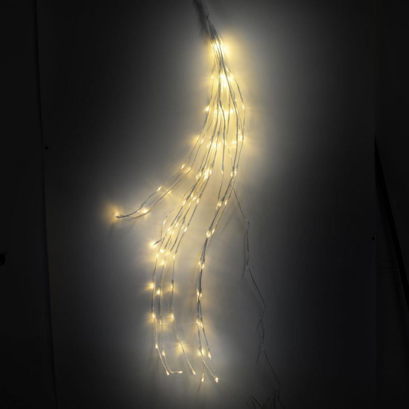 Branche lumineuse 144 led blanc chaud cm40xh120x2 fil blanc fixe pour ...