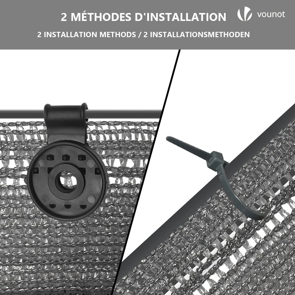 Brise vue occultant en HDPE 90g/m² 1x10m avec attaches de fixation gris VOUNOT® - 5