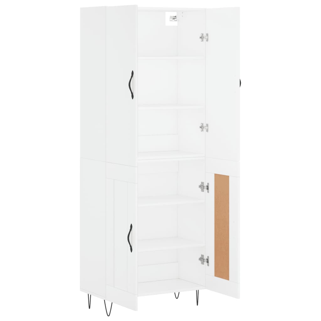 Buffet haut Blanc 69,5x34x180 cm Bois d'ingénierie - 4