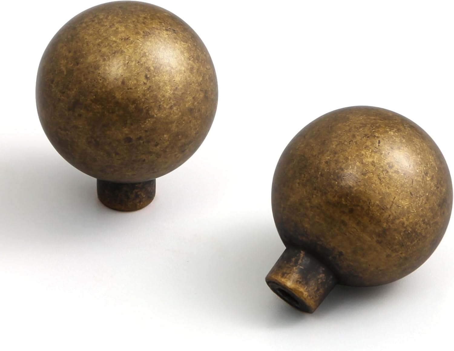 Zestaw 10 antycznych mosiężnych klamek do szafek kuchennych, okrągłych i masywnych, 2,3 cm (0,9 cala), uchwyty meblowe