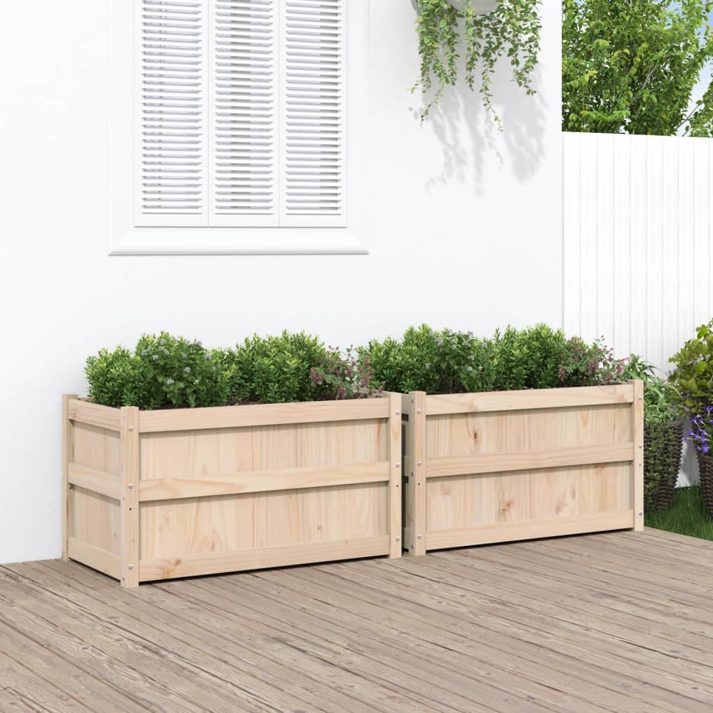 Lot de 2 Jardinières - Bac à Fleurs - Pot De Fleurs bois de pin massif n2218l - 2