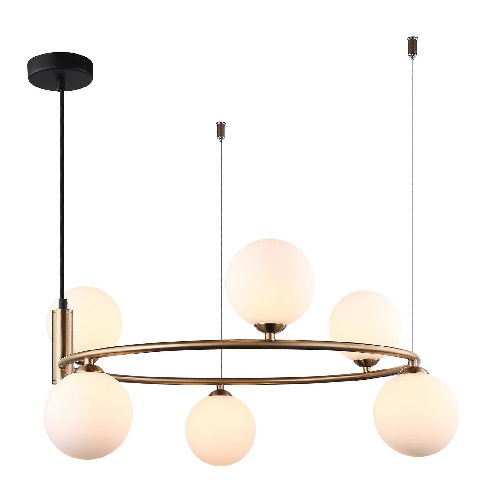 Lampa wisząca Amily złoto-czarna-biała 6xG9x25W nowoczesny wym: 98 x 60 x 60 cm szkło Italux