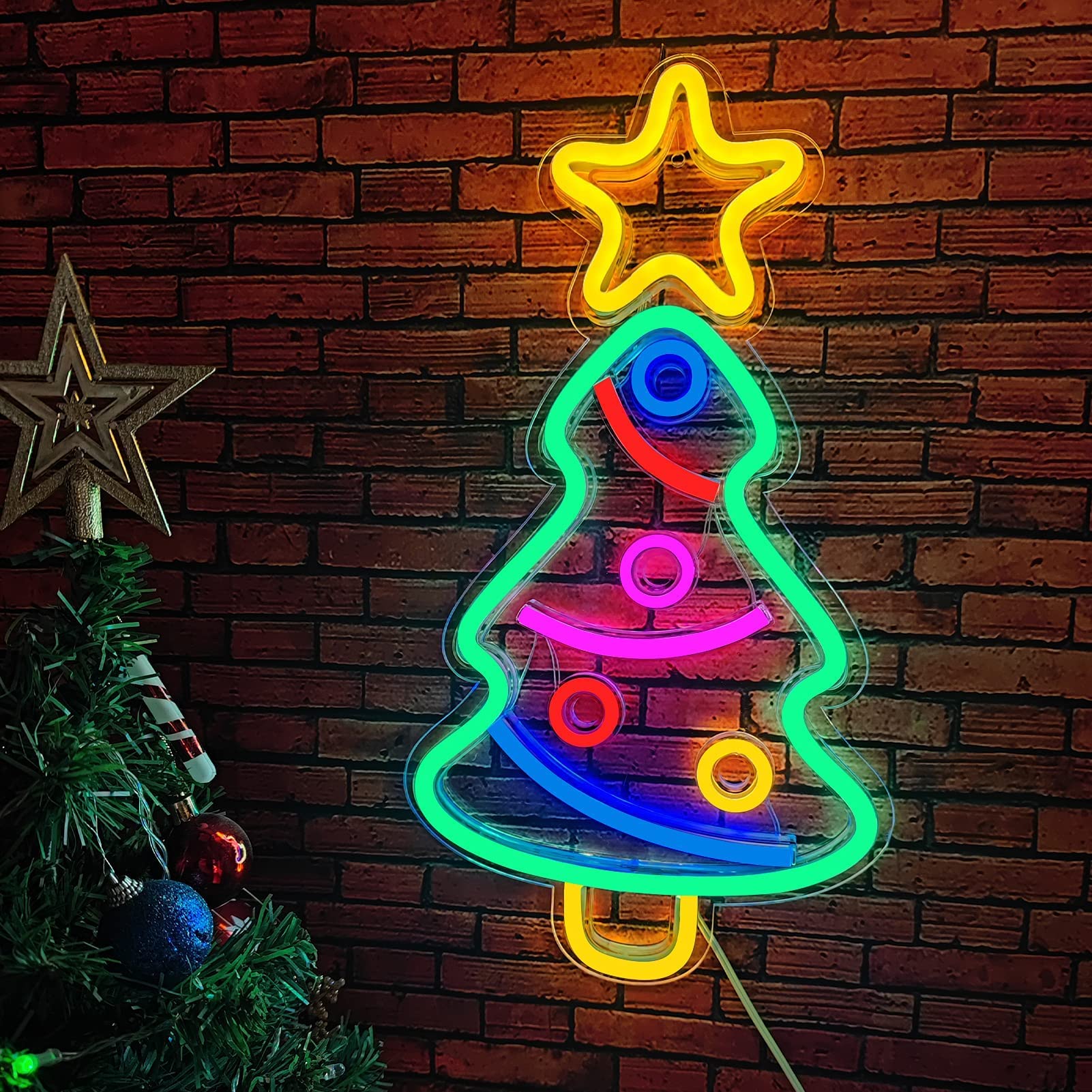 Albero di Natale con luci LED incorporate Decorazioni natalizie Catena LED a spirale Decorazioni natalizie per la casa Artigianato USB RGBW 1,8 m | Leroy Merlin