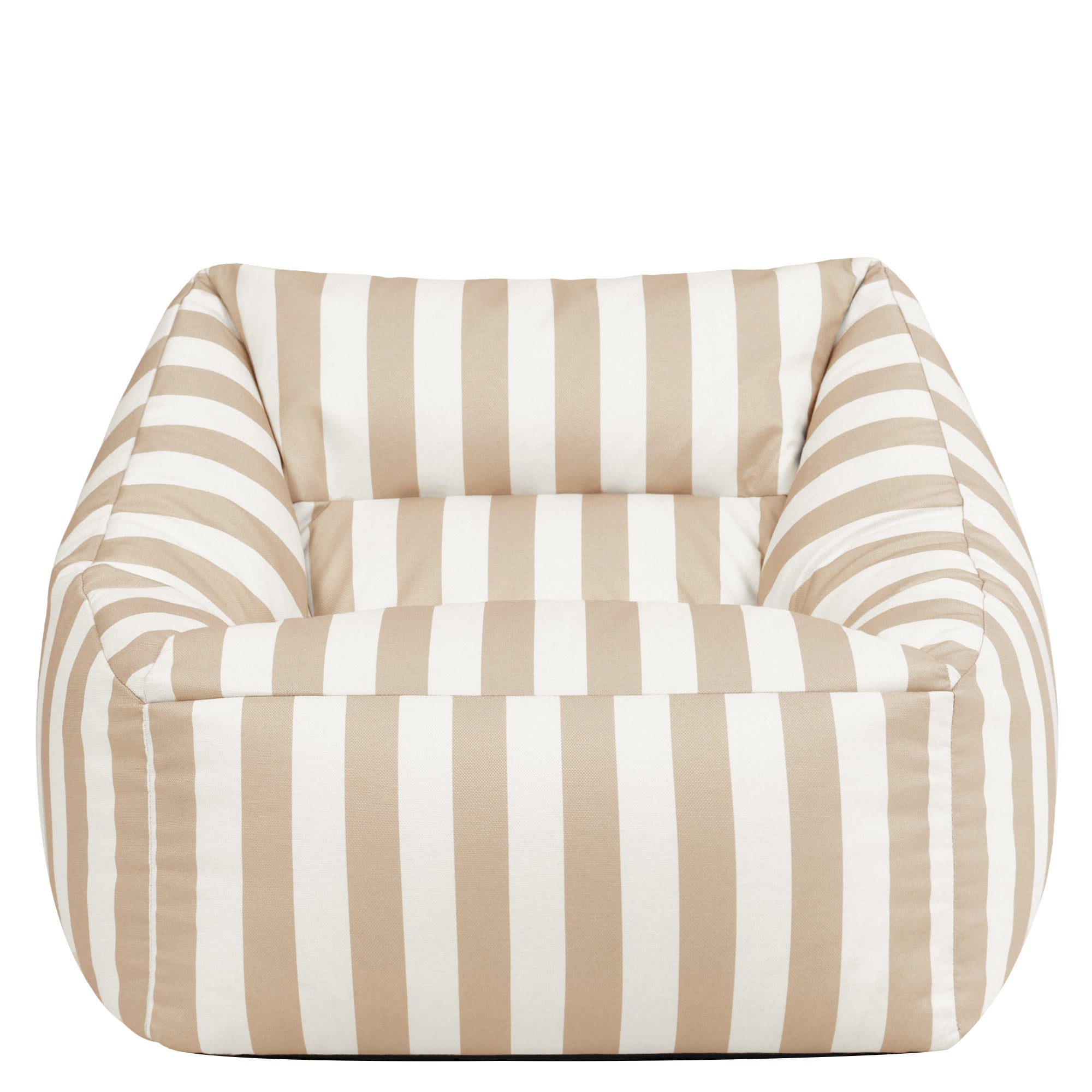 Pouf fauteuil Icon en tissu tissé Oeko-Tex® rayé beige taupe, intérieur et extérieur, jardin, salon, 97x84cm - 4