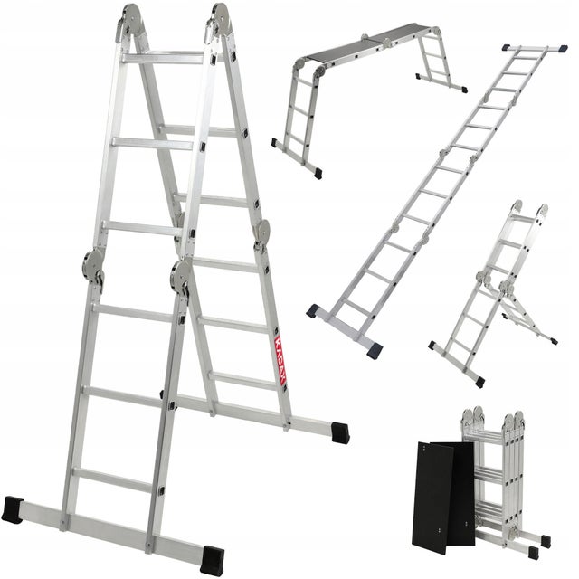 Scala Multifunzione KADAX In Alluminio - 3 Elementi, 7 Gradini, Bloccaggio Automatico, Portata 150 Kg - Foto 7