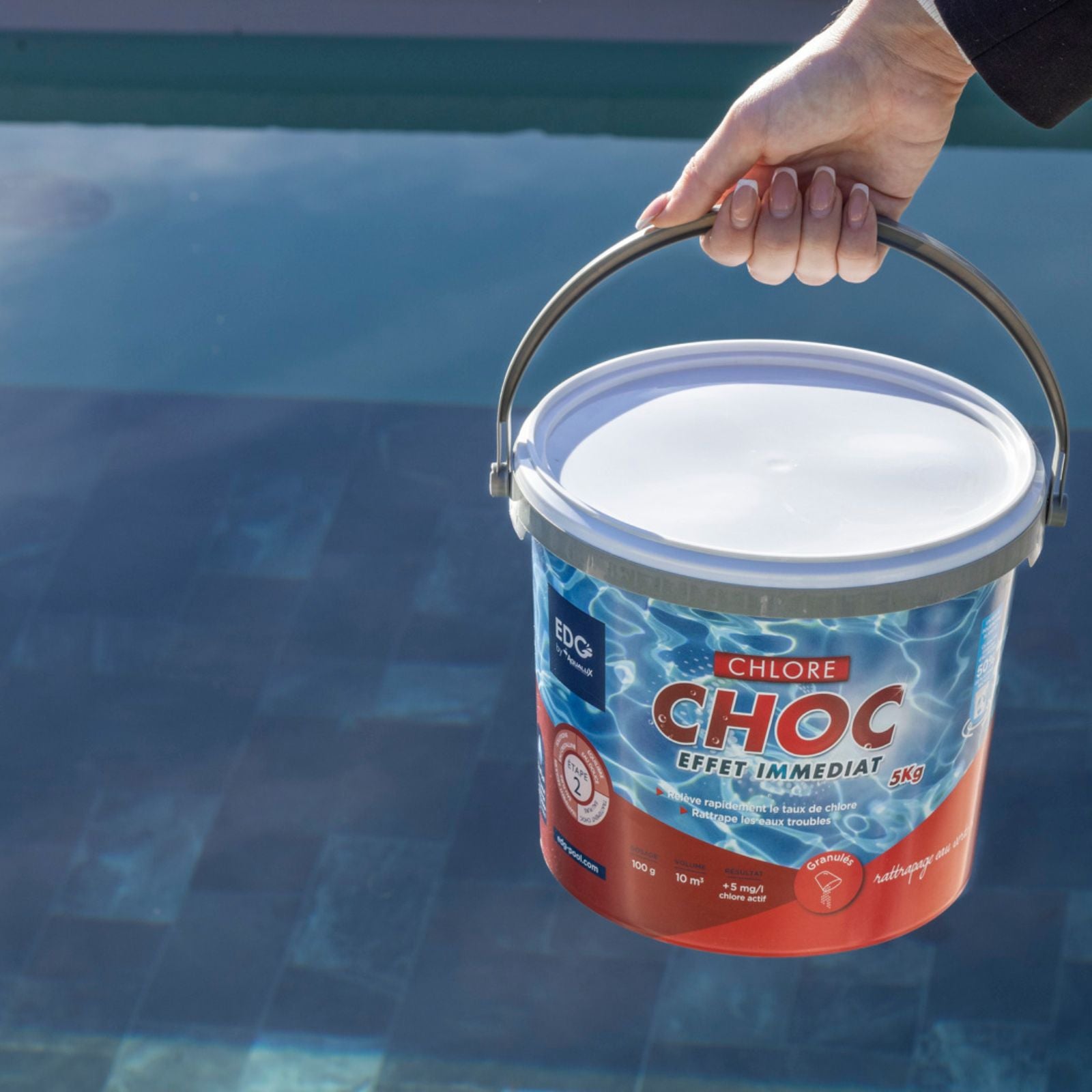 Chlore Choc Piscine - Granulés - Seau 5 kg - Chlore Rapide Effet Immediat - Edg - 5