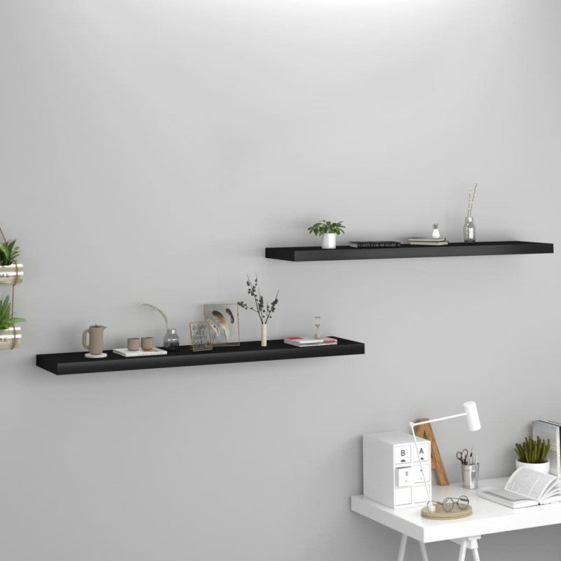 Półki ścienne, 2 szt., czarne, 120x23,5x3,8 cm, MDF vidaXL