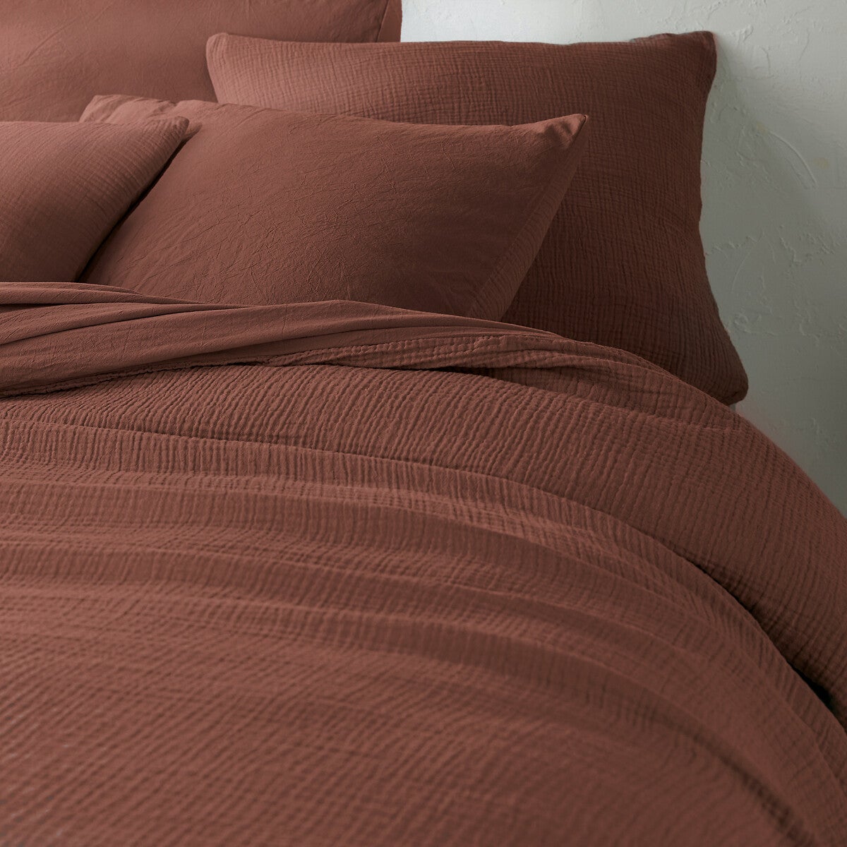 Housse de couette gaze de coton/coton lavé, Kumco - Acajou - 240 x 220 cm - 2