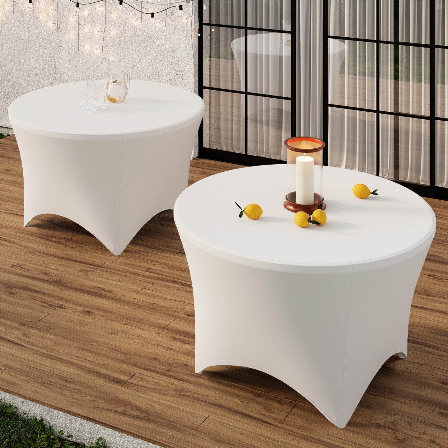 Table pliante d'appoint portable ronde 122 cm pour camping ou réception avec housse blanche - 3