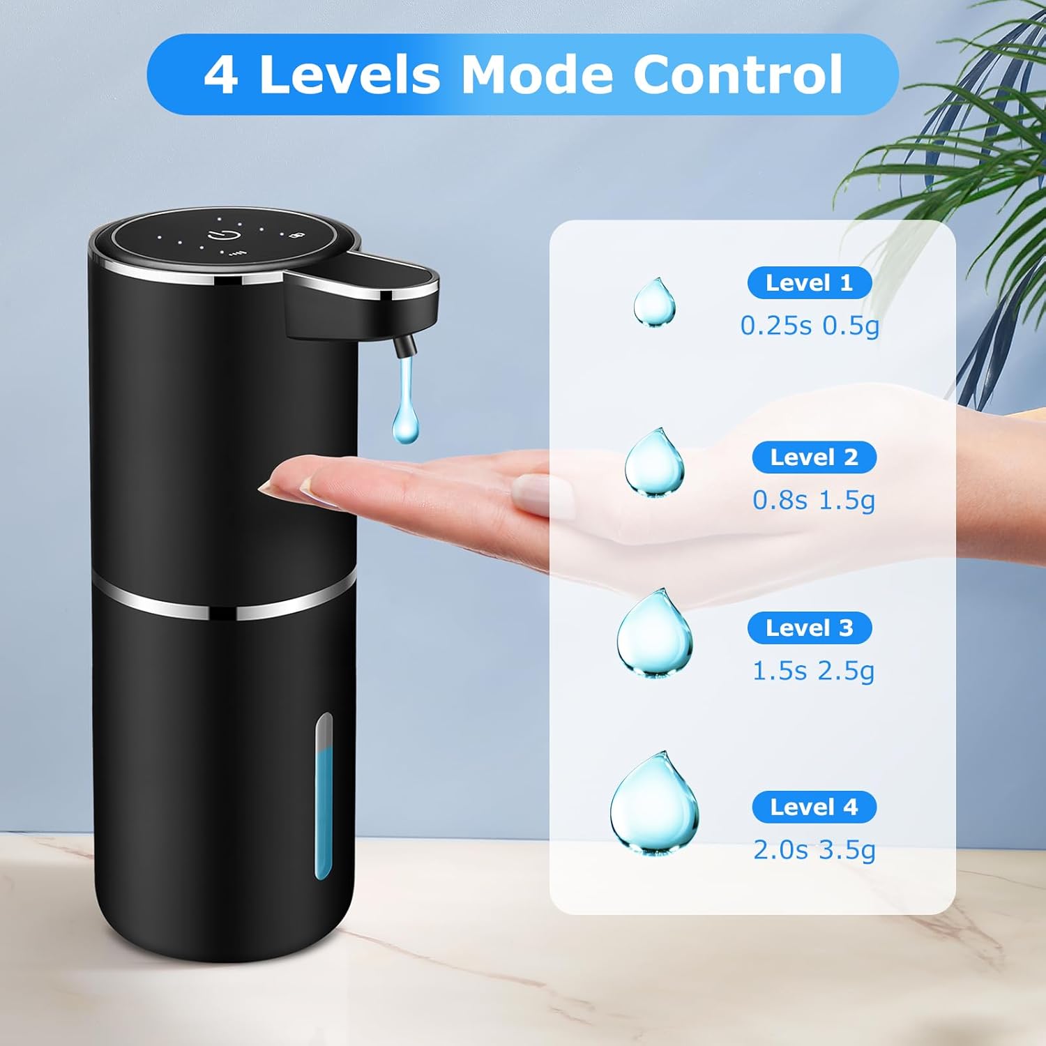Lot de 2 distributeurs automatiques de savon liquide sans contact, rechargeables par USB, 380 ml, pour salle de bain, cuisine, vaisselle,noir - 4