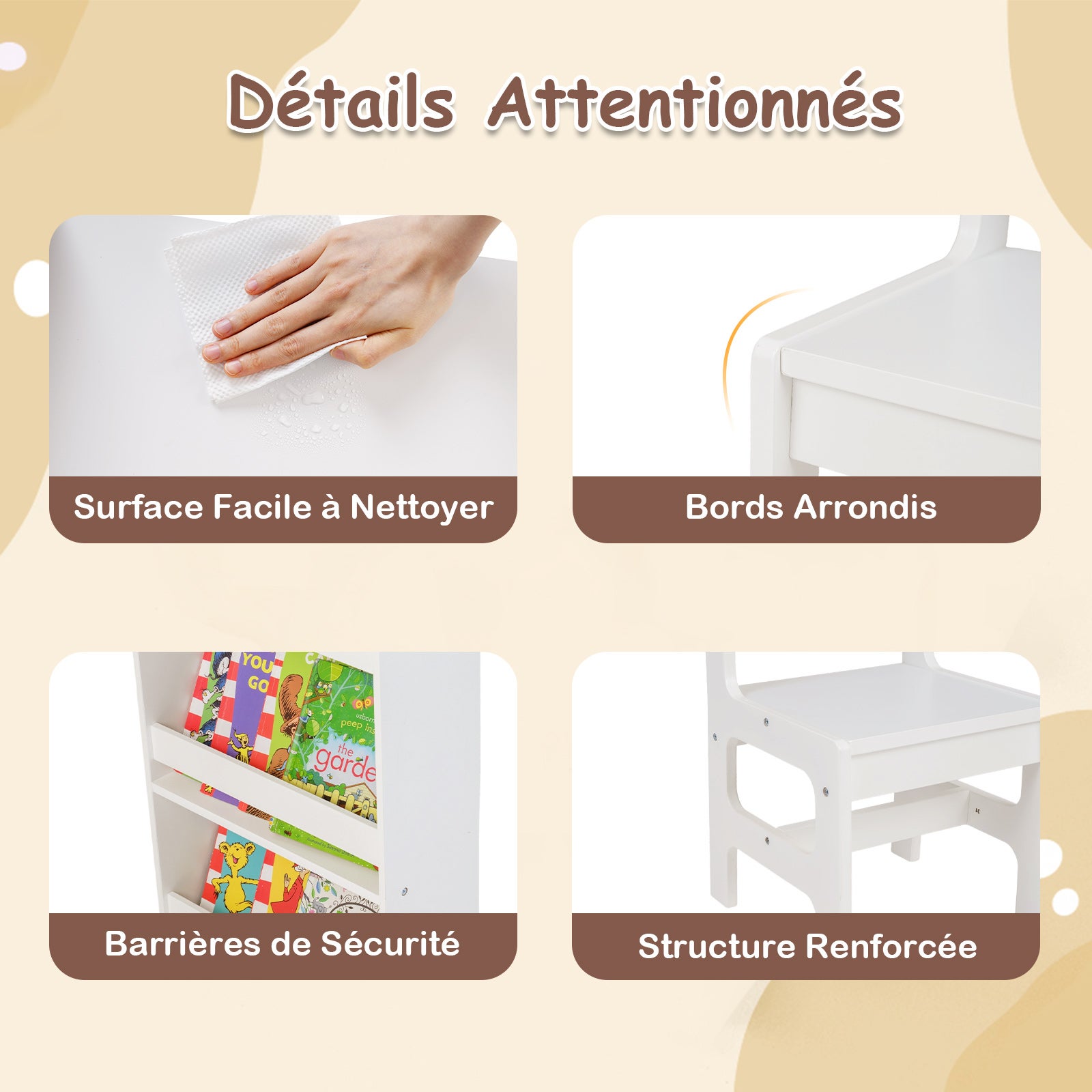 Ensemble Table et Chaises pour Enfants, Bureau de Peinture pour Enfants avec Porte-rouleau de Papier Amovible et Armoire Cubique, Tiroir de Rangement - 2