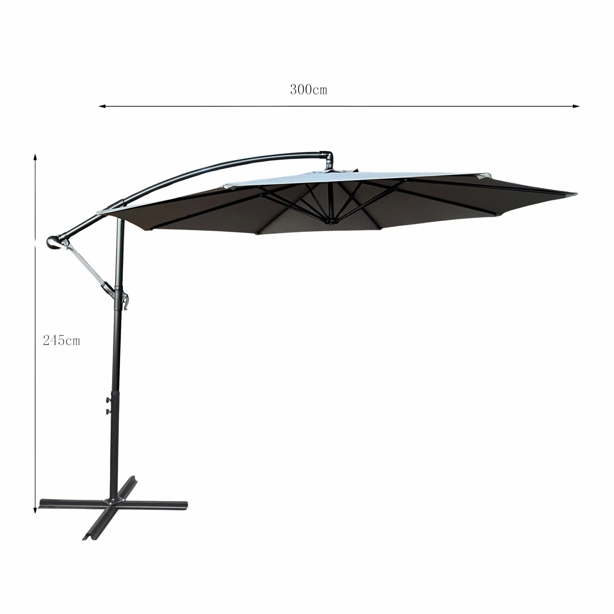 Parasol de jardin ASTER avec protection UV gris clair, Poids 12,1 kg Dimensions L300 x l300 x H245 cm - 3