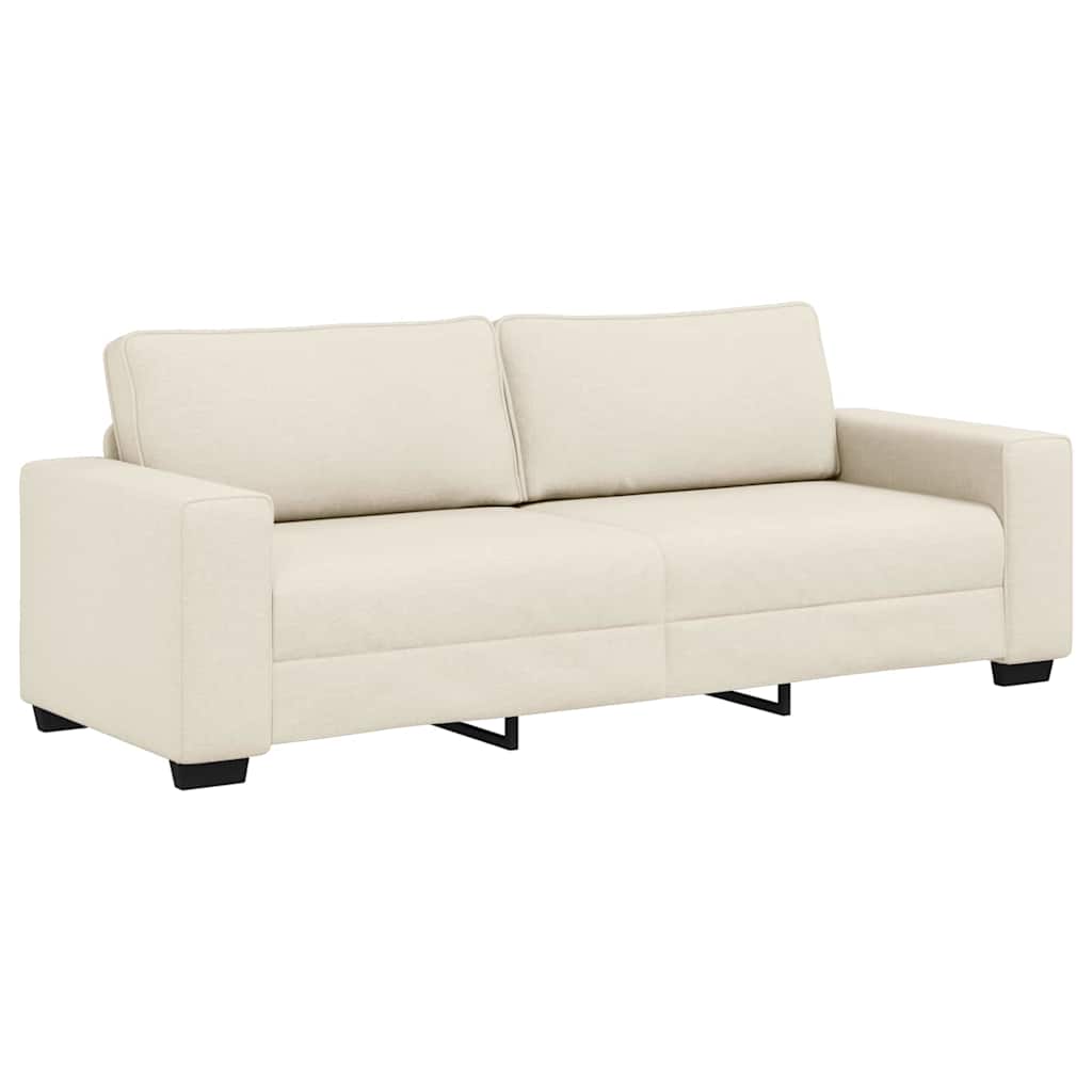 vidaXL Sofa 3 places Beige 220 cm Tissu en lin mélangé - 2