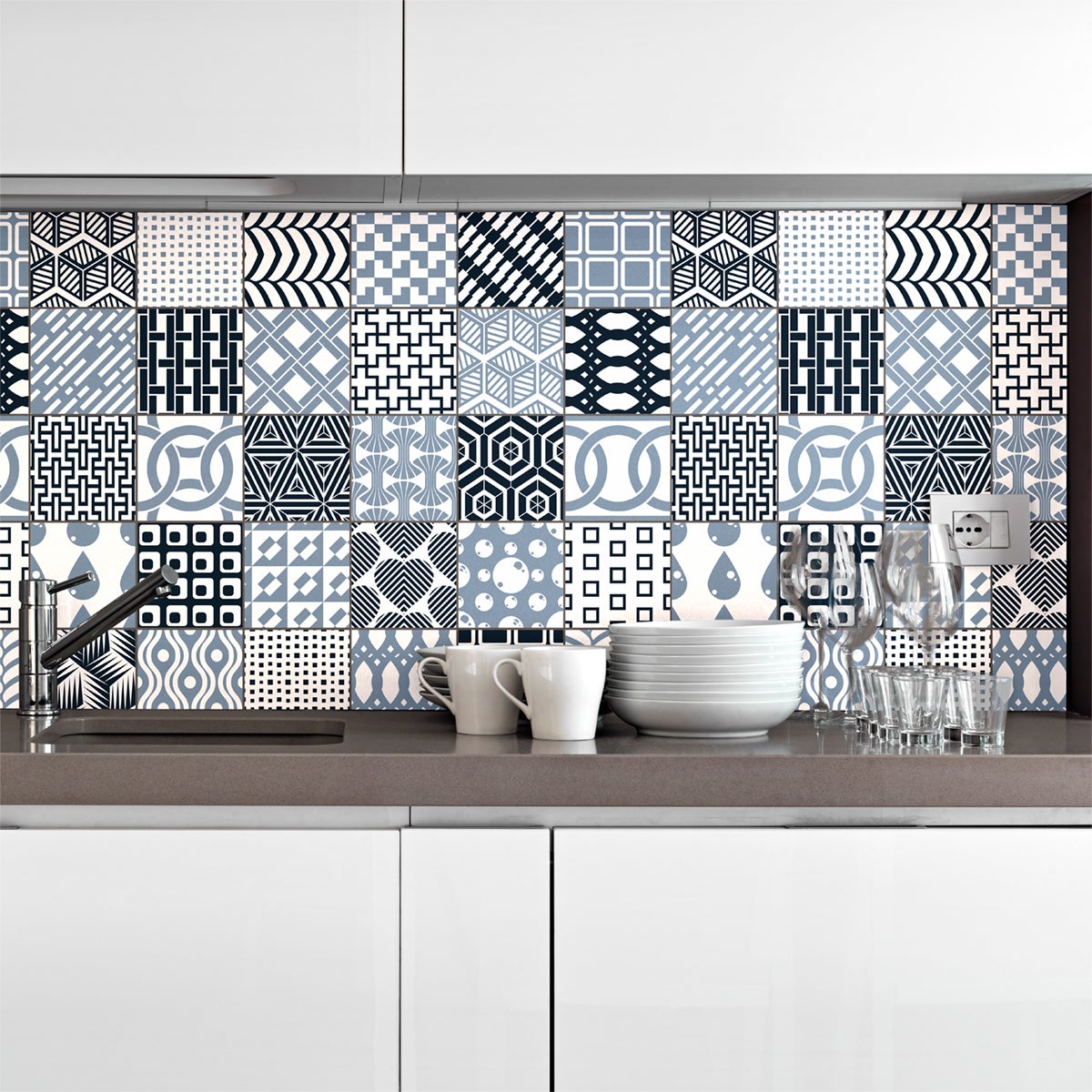 30 vinilo baldosas escandinavo helsingborg - adhesivo de pared - revestimiento sticker mural decorativo - 30stickers10x10cm