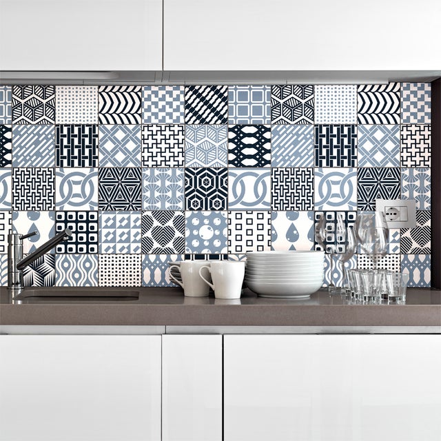Autocolante Mural Carrelage adhésif Cuisine Salle de Bain - 30 STICKERS CARRELAGES SCANDINAVE HELSINGBORG - 30stickers15x15cm
