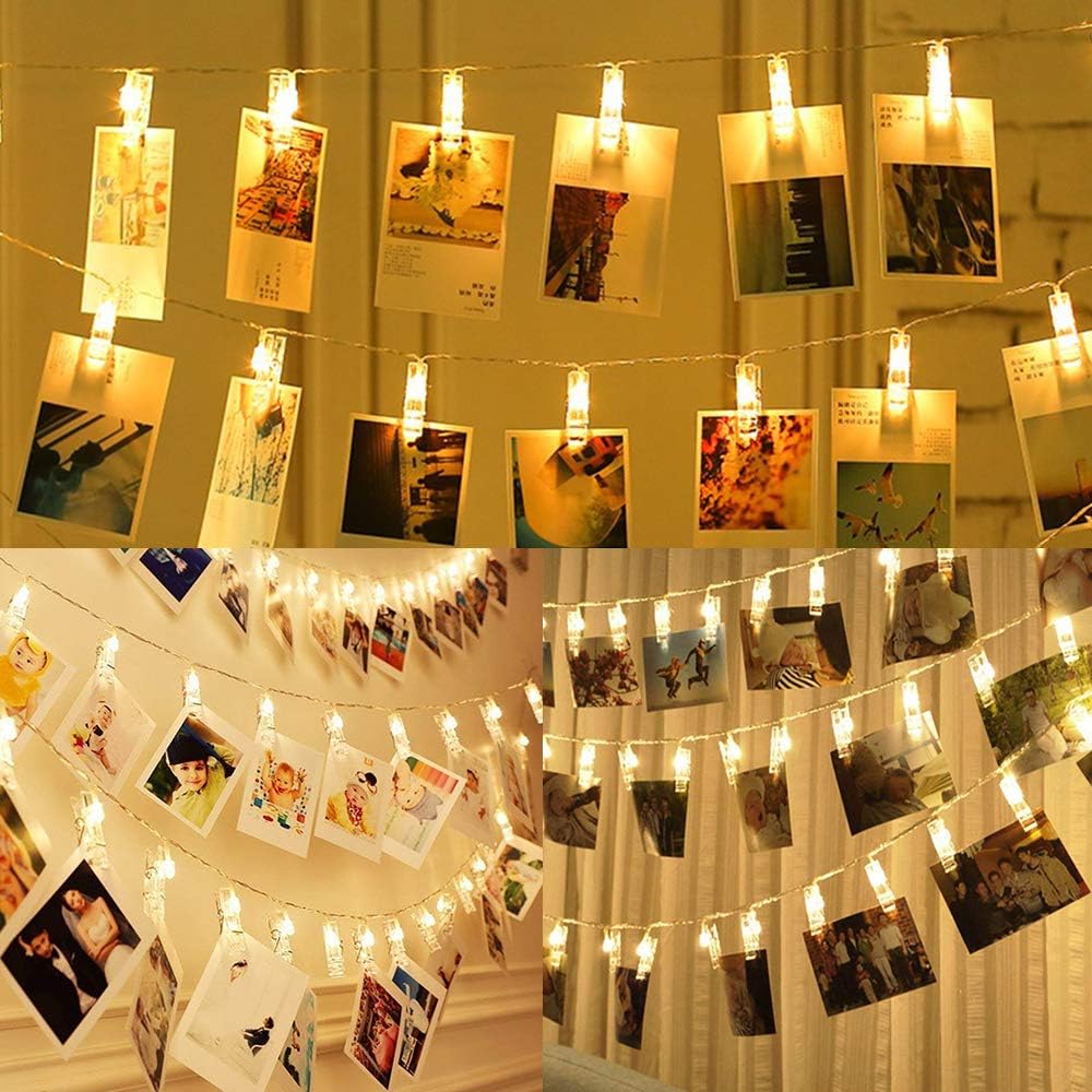 40 Led Guirlande Lumineuse Photo,6M Guirlande Photo Led, Guirlande Porte Photo Mural, Porte Photo Pince pour Fête, Décoration, Mariage - 3