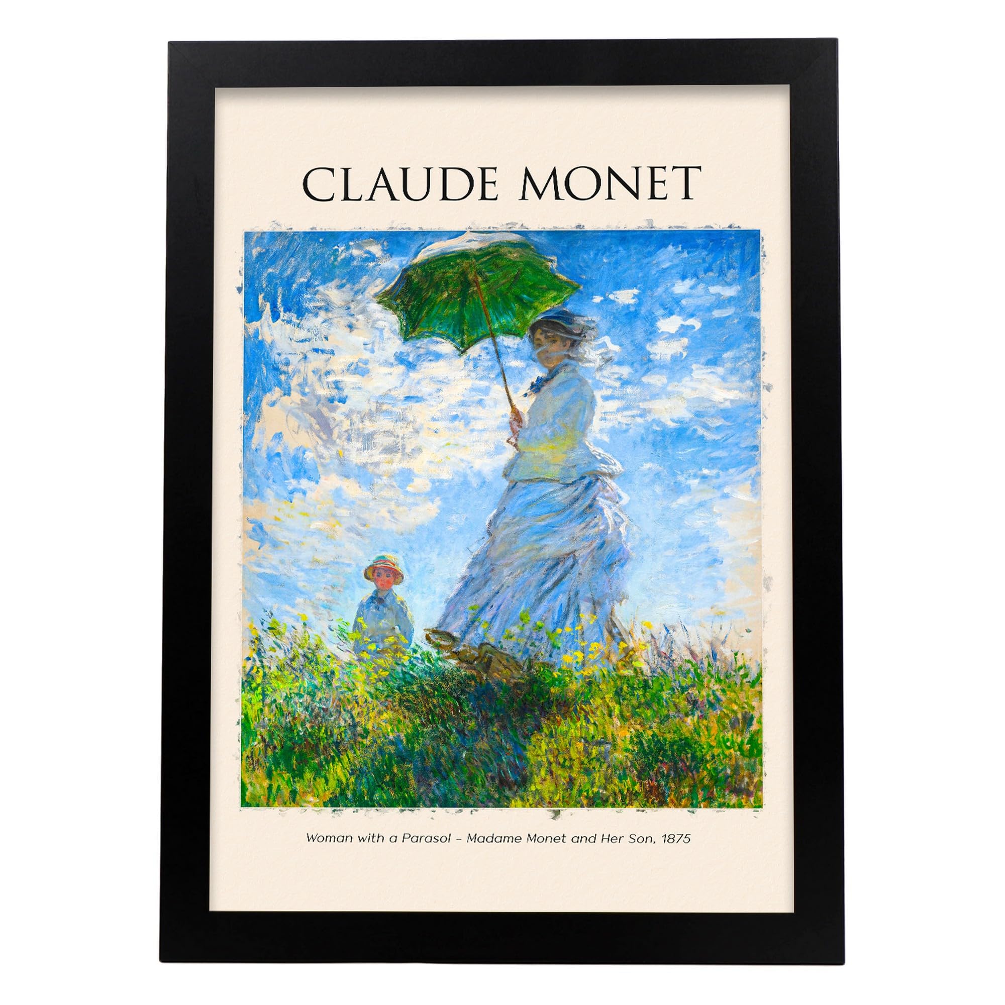 Lámina poster de mujer con sombrilla cuadros decorativos para tu hogar estampados impresiones de pared inspiradas en claude monet a3 con marcos negro