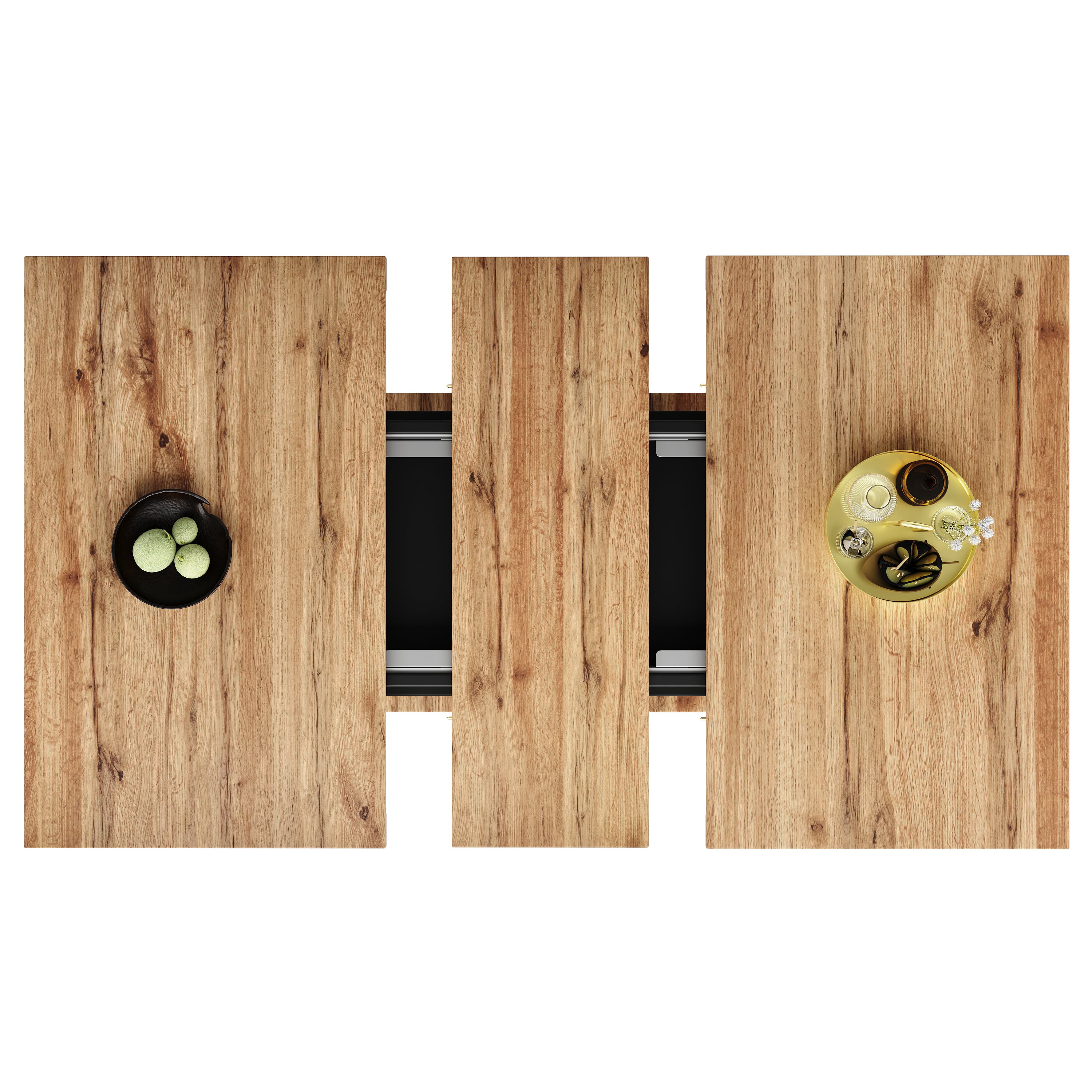 Table à manger estensible 4 à 6 couverts avec 2 portes - 110/140 x 70 x 76 cm - Bois MDF - pour cuisine et salon - Naturel - 5