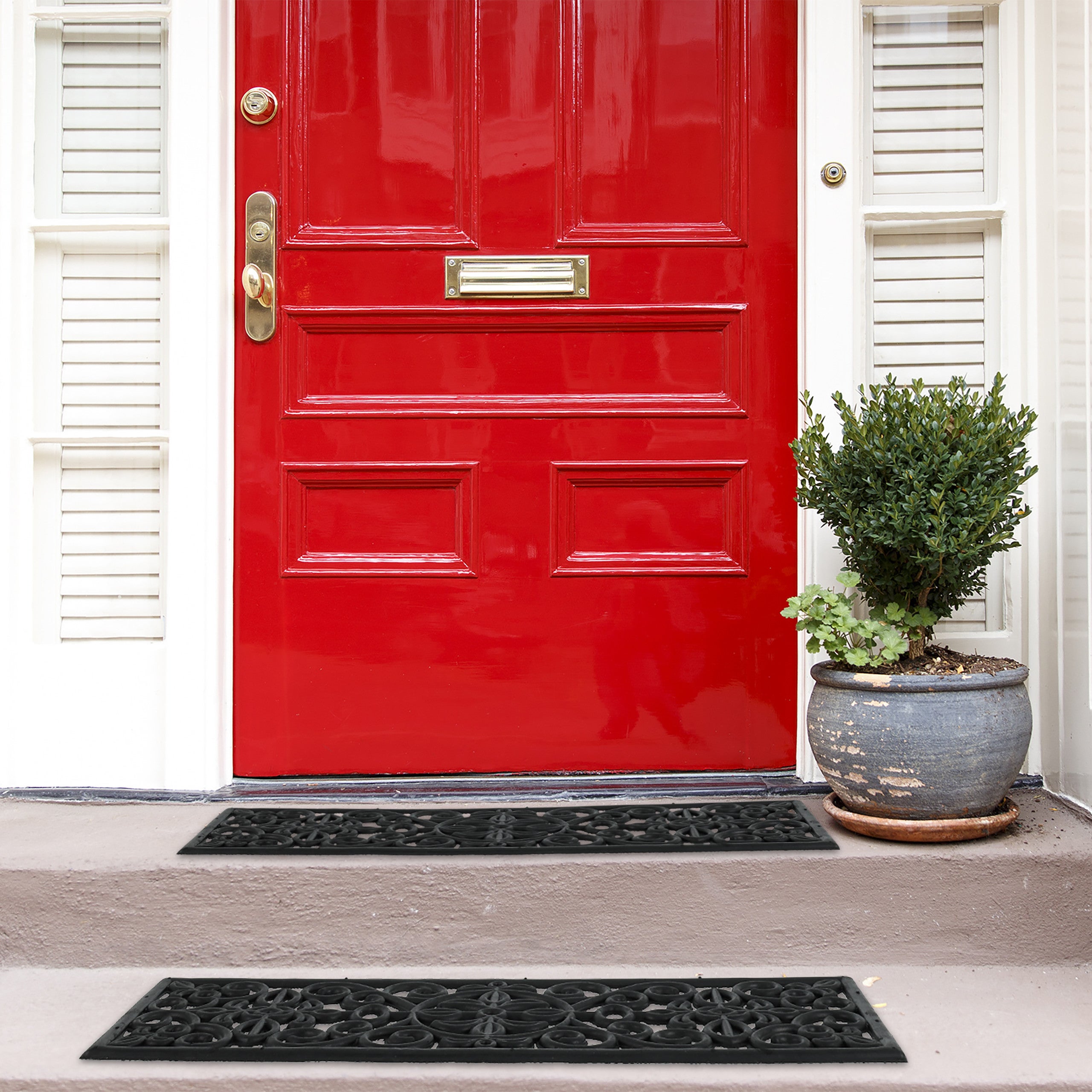 Relaxdays Paillasson de marche caoutchouc, tapis porte entrée, extérieur, intérieur, ornement, antidérapant, 75x25, noir - 2
