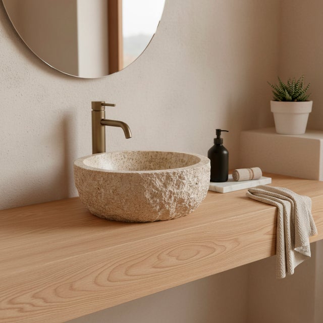Lavabi da appoggio in pietra DOVER Beige 350x300x150 mm