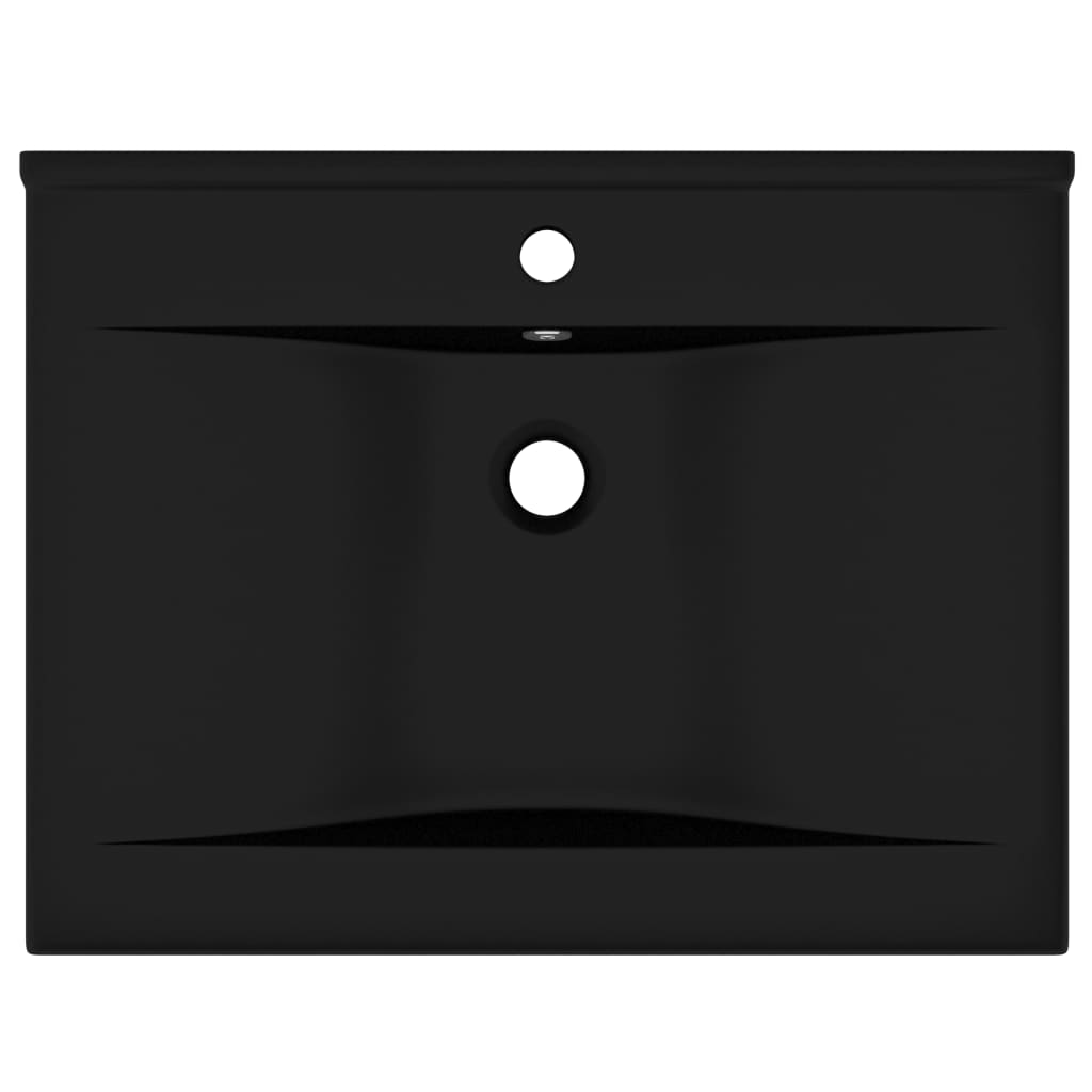 Lavabo bagno con foro rubinetto 60x46 cm ceramica nero opaco 02_0002772 - 2