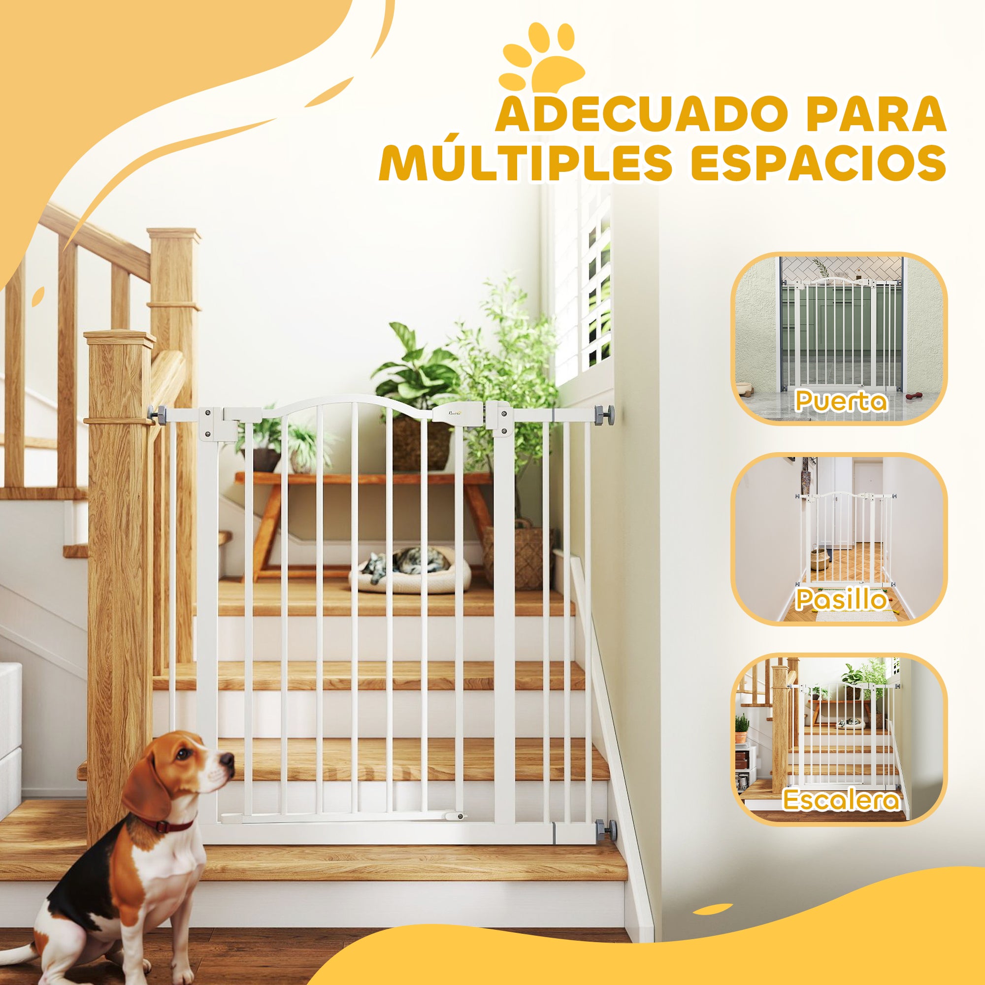 Barrera de Seguridad PawHut Metal, Plástico Blanco 87x3.5x78 cm D06-094V05WT - 4