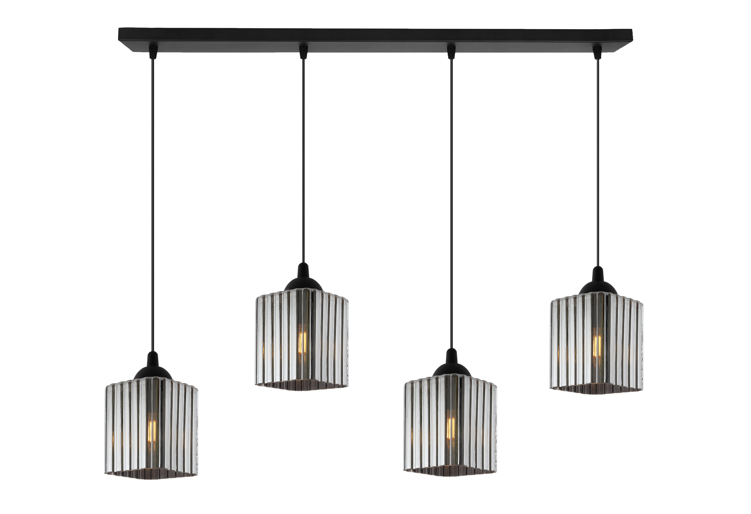 Lampa sufitowa wisząca pozioma Riffle loft 4xE27 klosz sześcian grafitowy Light Home LH