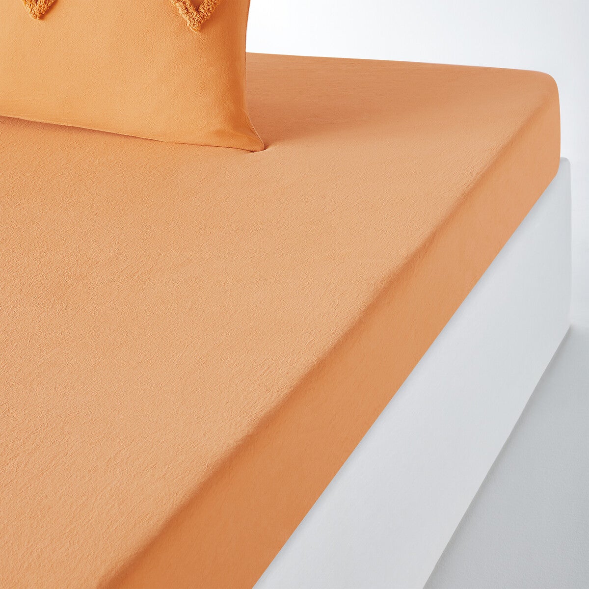 Drap housse en coton pour matelas épais, Assa ocre - Ocre - 90 x 190 cm - 4