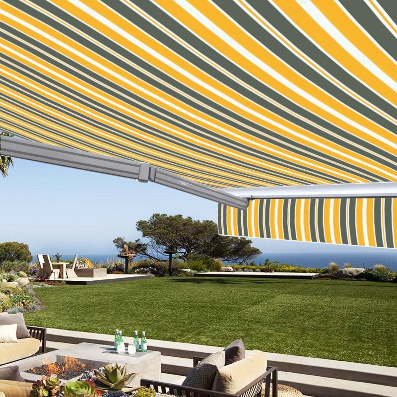 Store banne manuel Demi coffre 3,6 x 3 m pour terrasse - Gris jaune - 2