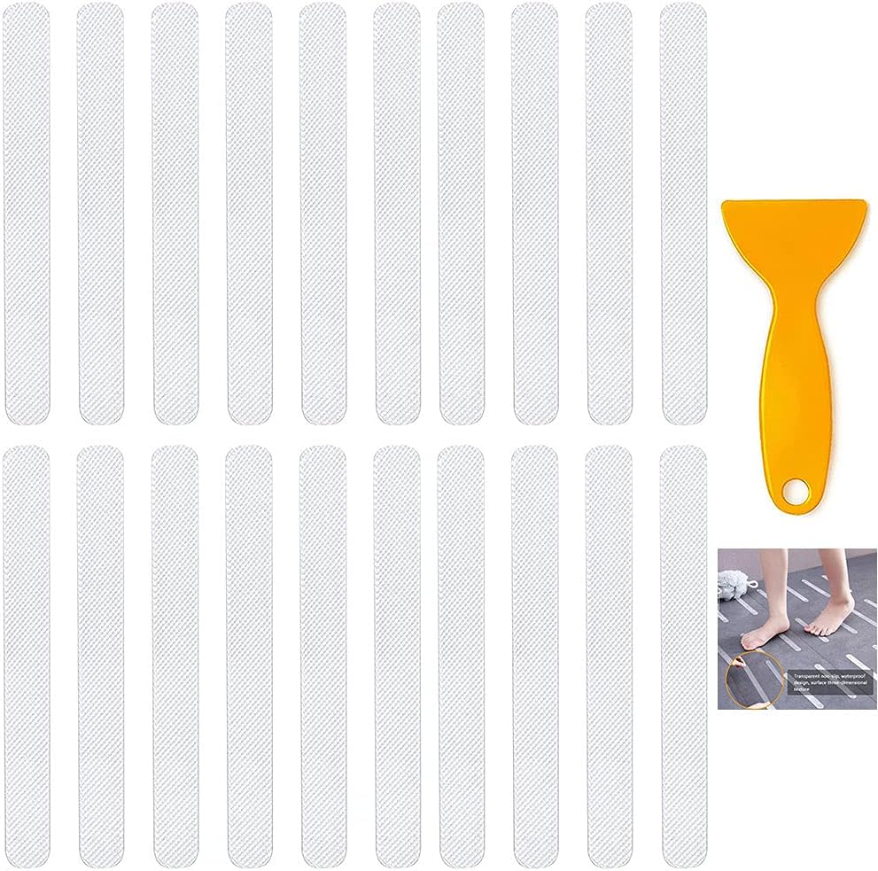 48 sztuk antypoślizgowych naklejek, taśmy antypoślizgowe do łazienki, przezroczysta taśma antypoślizgowa do prysznica ze skrobaczką (20 mm x 200 mm)