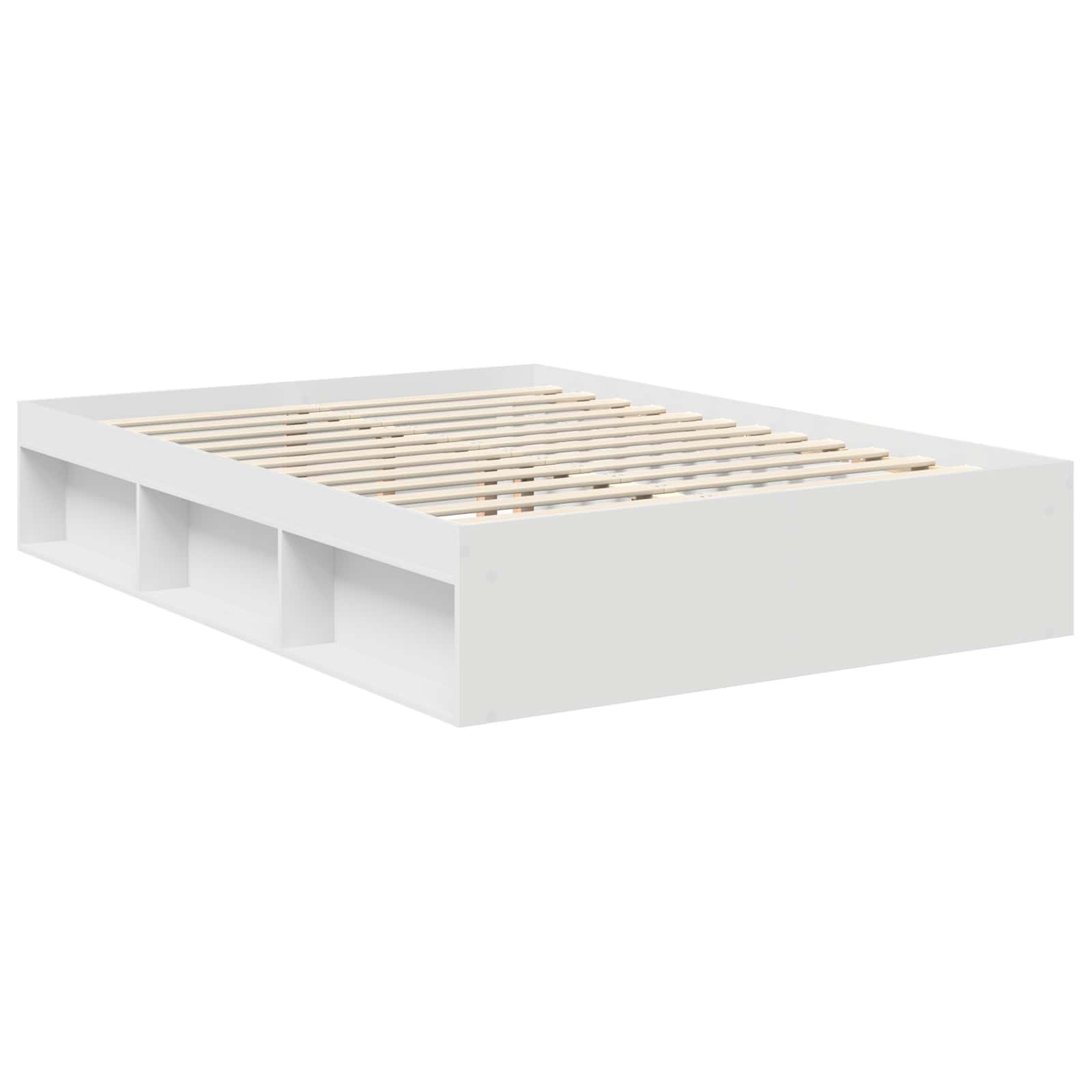 Cadre de lit blanc 140 x 190 cm en bois de pin massif - 5