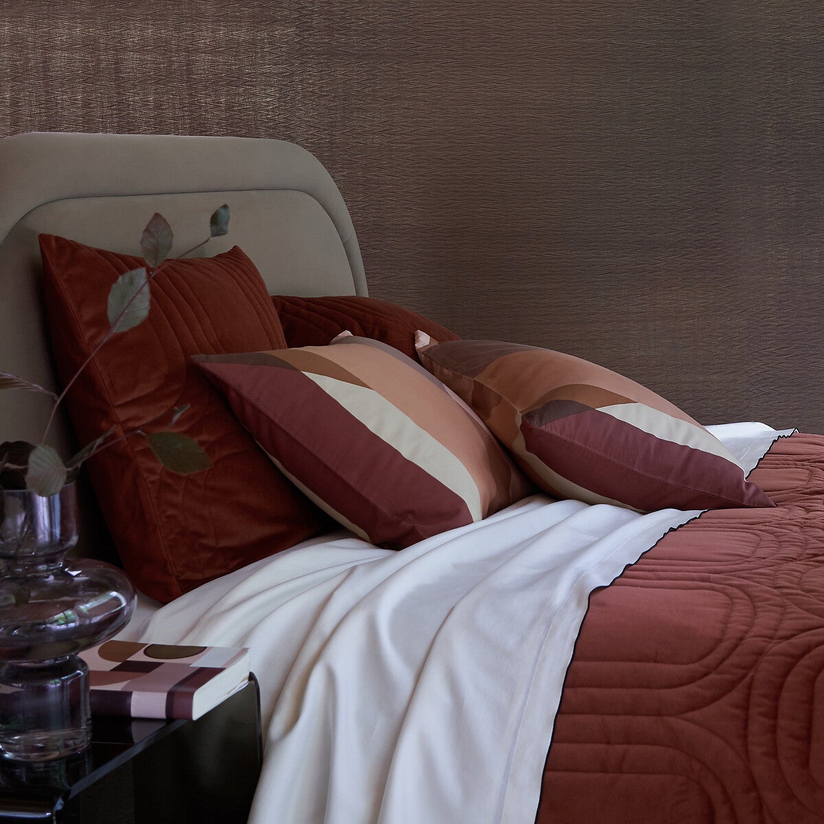 Couvre lit boutis matelassé velours coton Honorine - Terracotta - 230 x 250 cm - 8