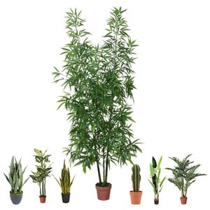 SUNPRAIRIE Pianta Artificiale Agave Grande 86 Cm – 45 Foglie Verde Foresta Bordi Gialli, In Vaso Nero – Per Interni/esterni