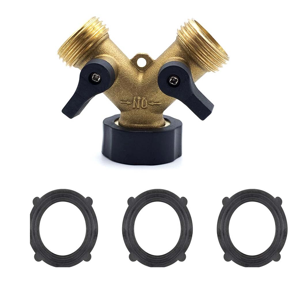 Mosiężny zawór przełączający do kranu ogrodowego, 2-drogowy zawór typu Y do węża ogrodowego do rur 3/4"