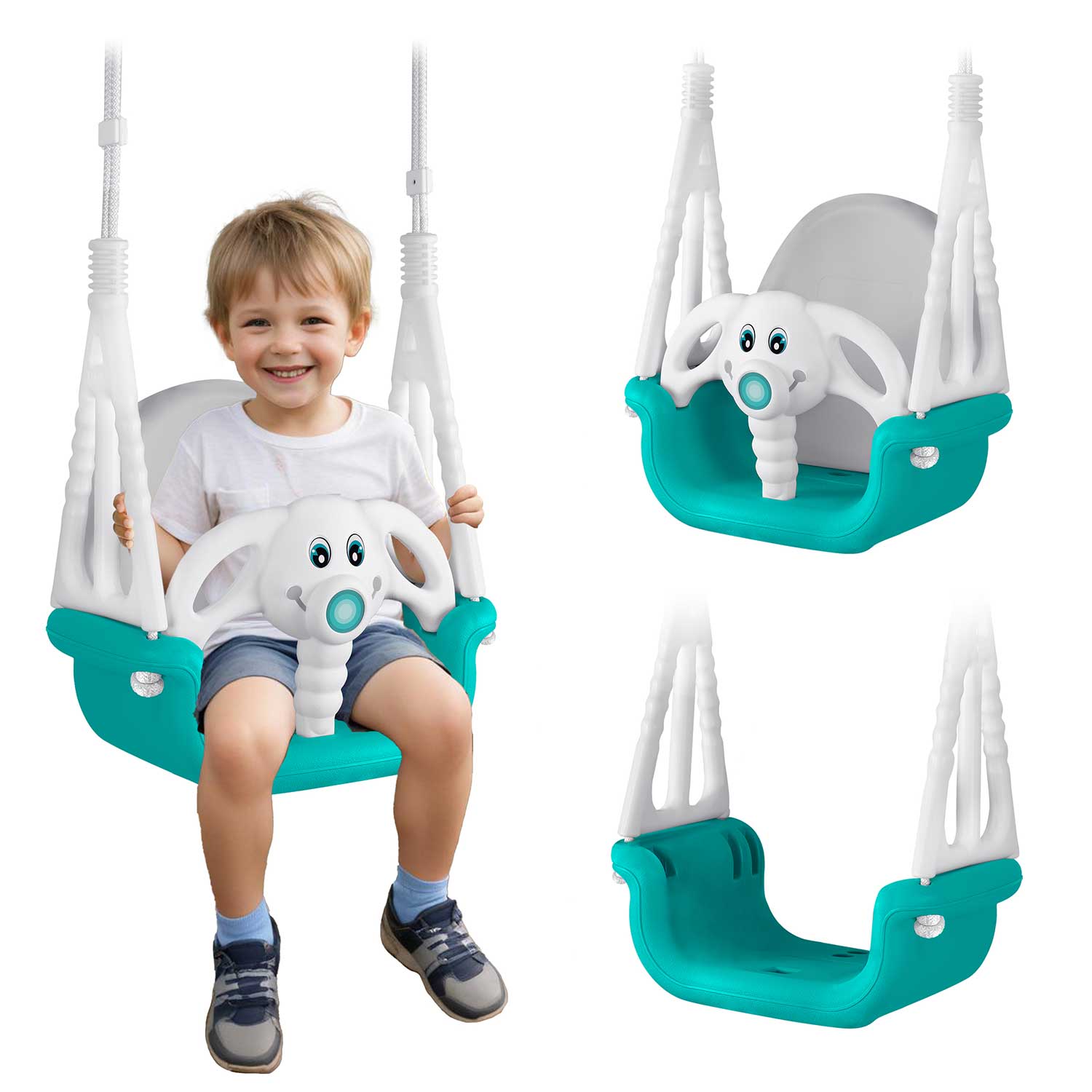 Huśtawka dla dzieci ogrodowa domowa modułowa kubełkowa 3w1 bezpieczna Ricokids