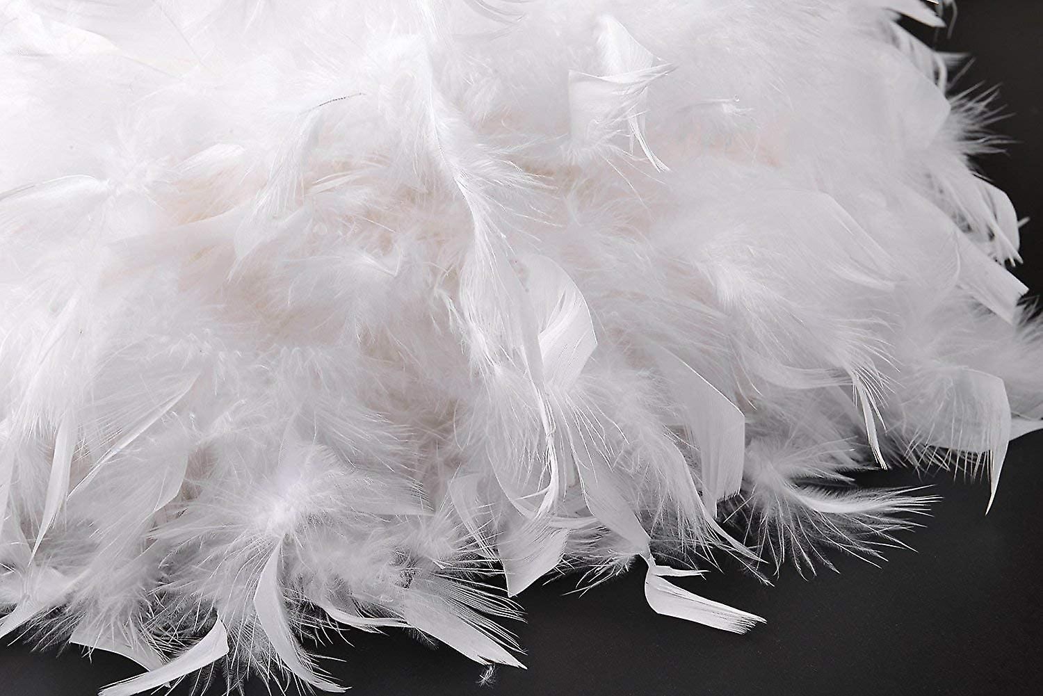 Suspension avec abat-jour en plumes 30 cm Abat-jour moelleux Blanc - 3