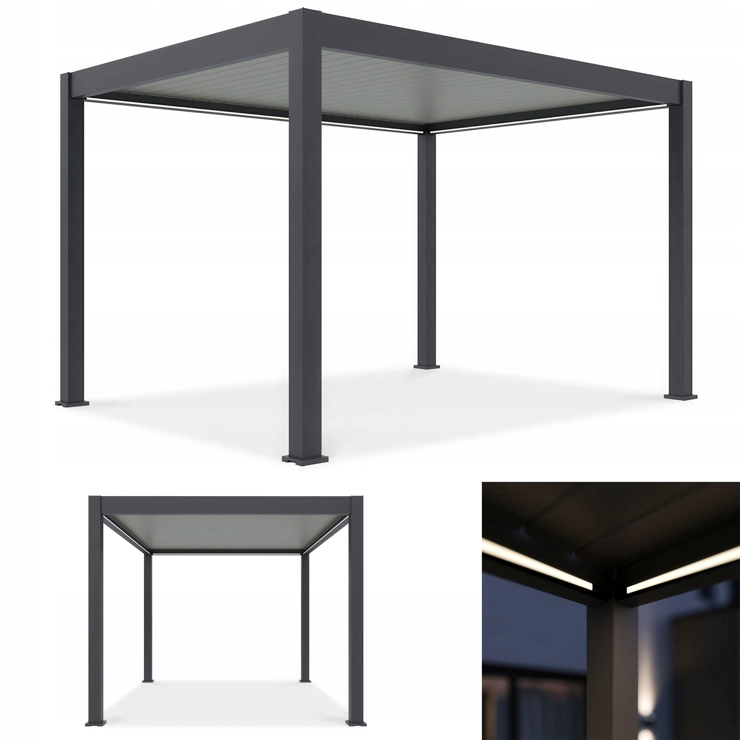 Pergola Aluminiowa elektryczna DELUXE PRO AUTOMATIC 3x4 z oświetleniem LED 1 szt