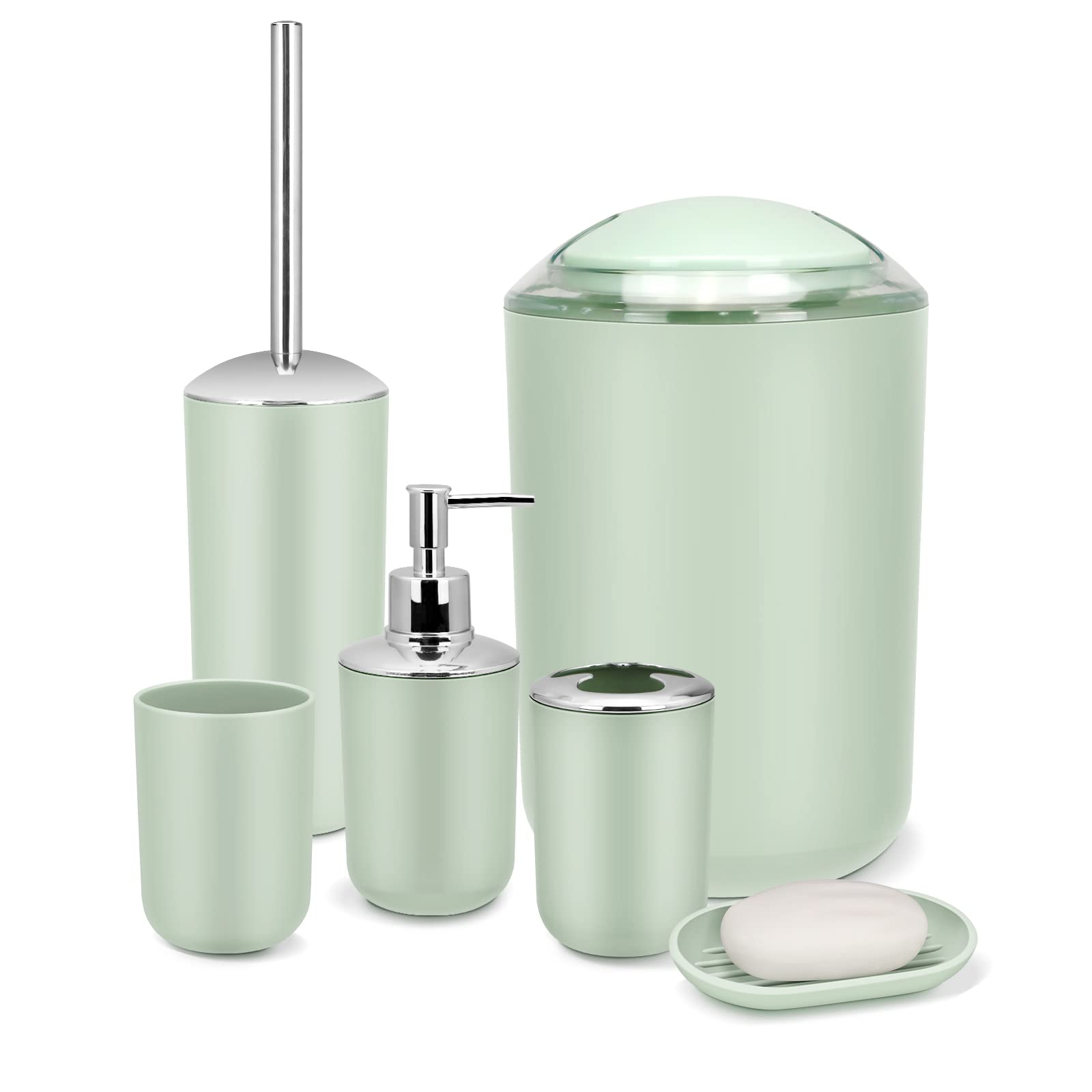 BM 4026 Set di Accessori da Bagno Bianco Blu Decorato Motivo Pesciolini, Accesso
