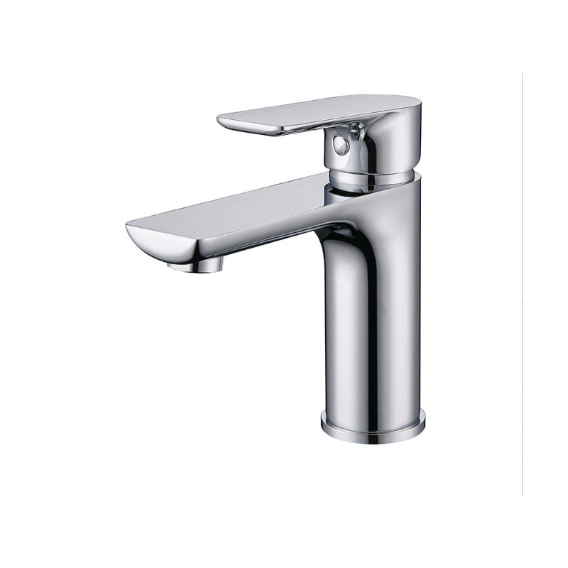 Chromowana bateria umywalkowa. Bateria łazienkowa, ciepła i zimna woda, mieszacz jednouchwytowy.