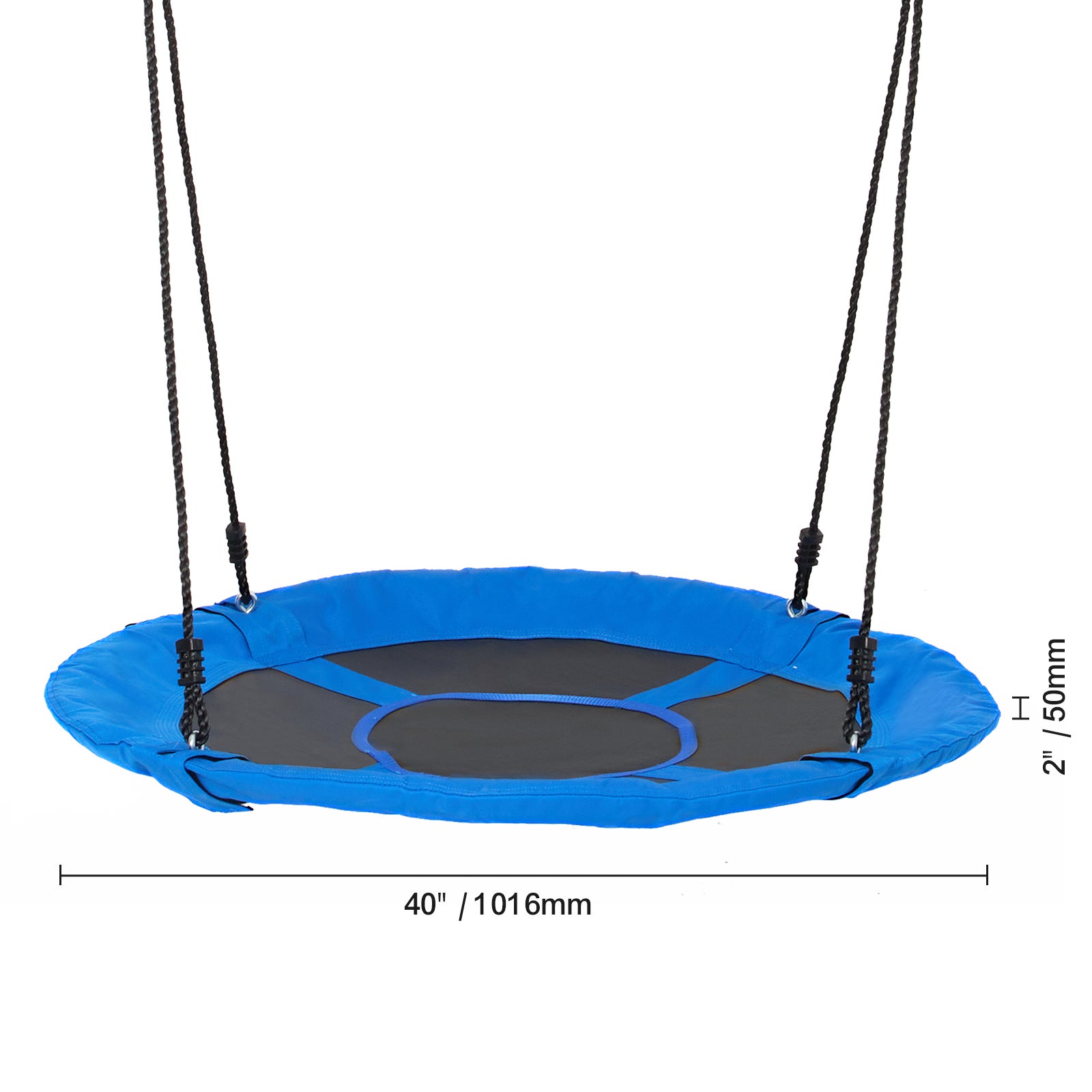Balançoire d'arbre,SucceBuy balançoire soucoupe de 40 pouces,capacité de 750 lb,siège en tissu Oxford 900D avec 2 sangles et cordes réglables,bleu - 2