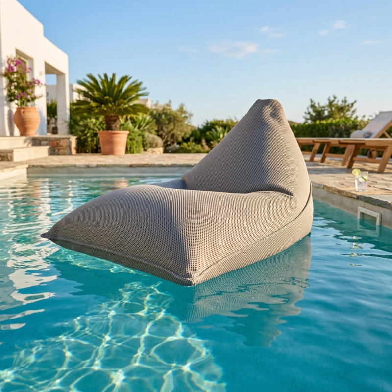 Pouf piscine XL flottant 140x120x90 cm extérieur piscine terrasse jardin SANS billes gris (LBF140120-1) - 2