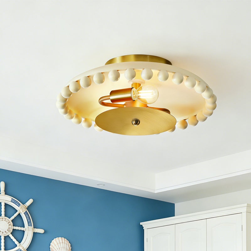 4pcs aparato de techo semi-flush con perlas chic, marco metal dorado, iluminación ambiente para pasillo, terraza, decor boho & costero